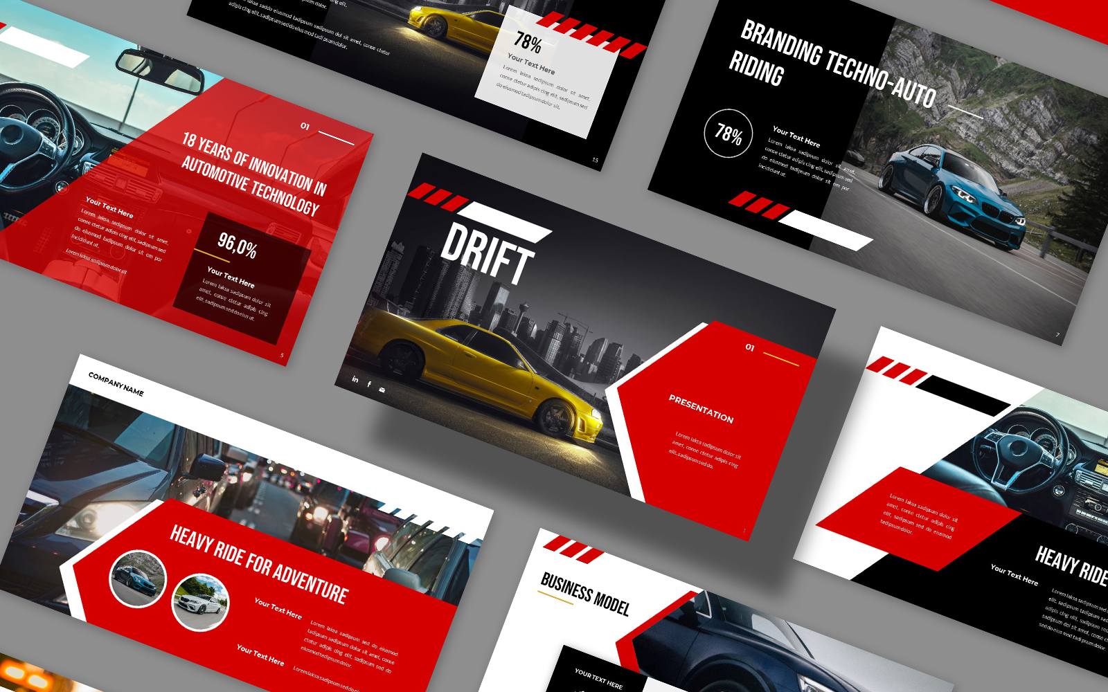 DRIFT - Auto Parts Business Car Presentation Powerpoint Template