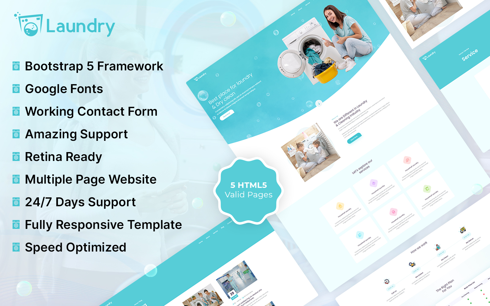 Laundry HTML Website Template