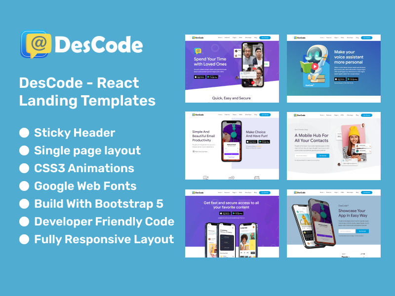 DesCode - React Multi App Landing Templates