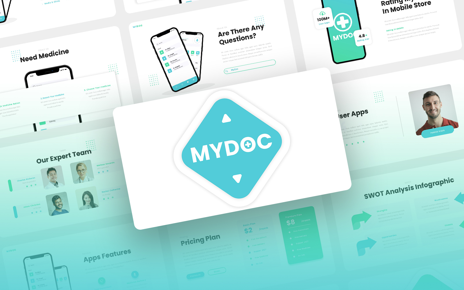 Mydoc - Healthcare Consultant Mobile App & SAAS PowerPoint Template
