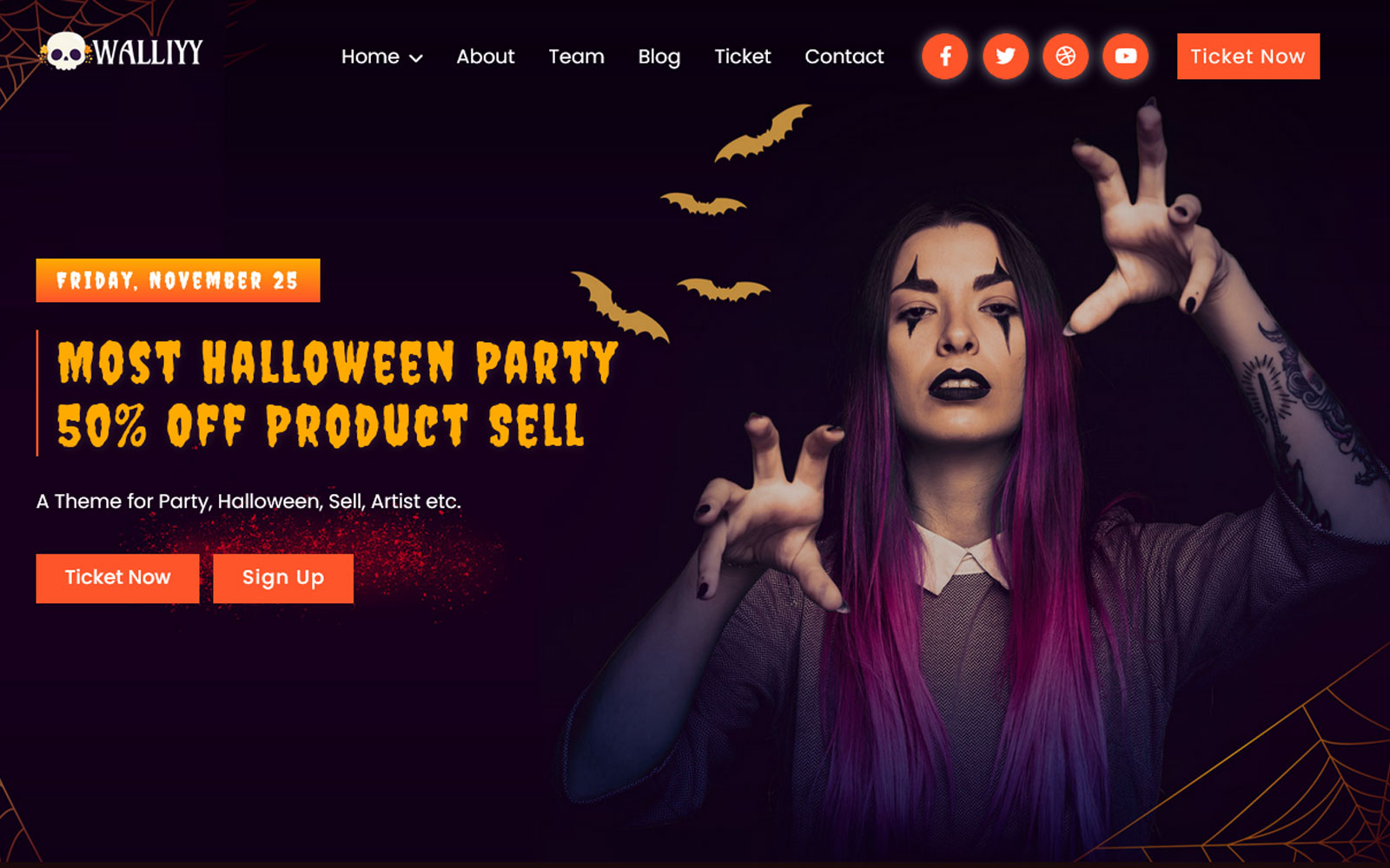 Walliyy - Halloween Event & Party Html5 Landing Page Template