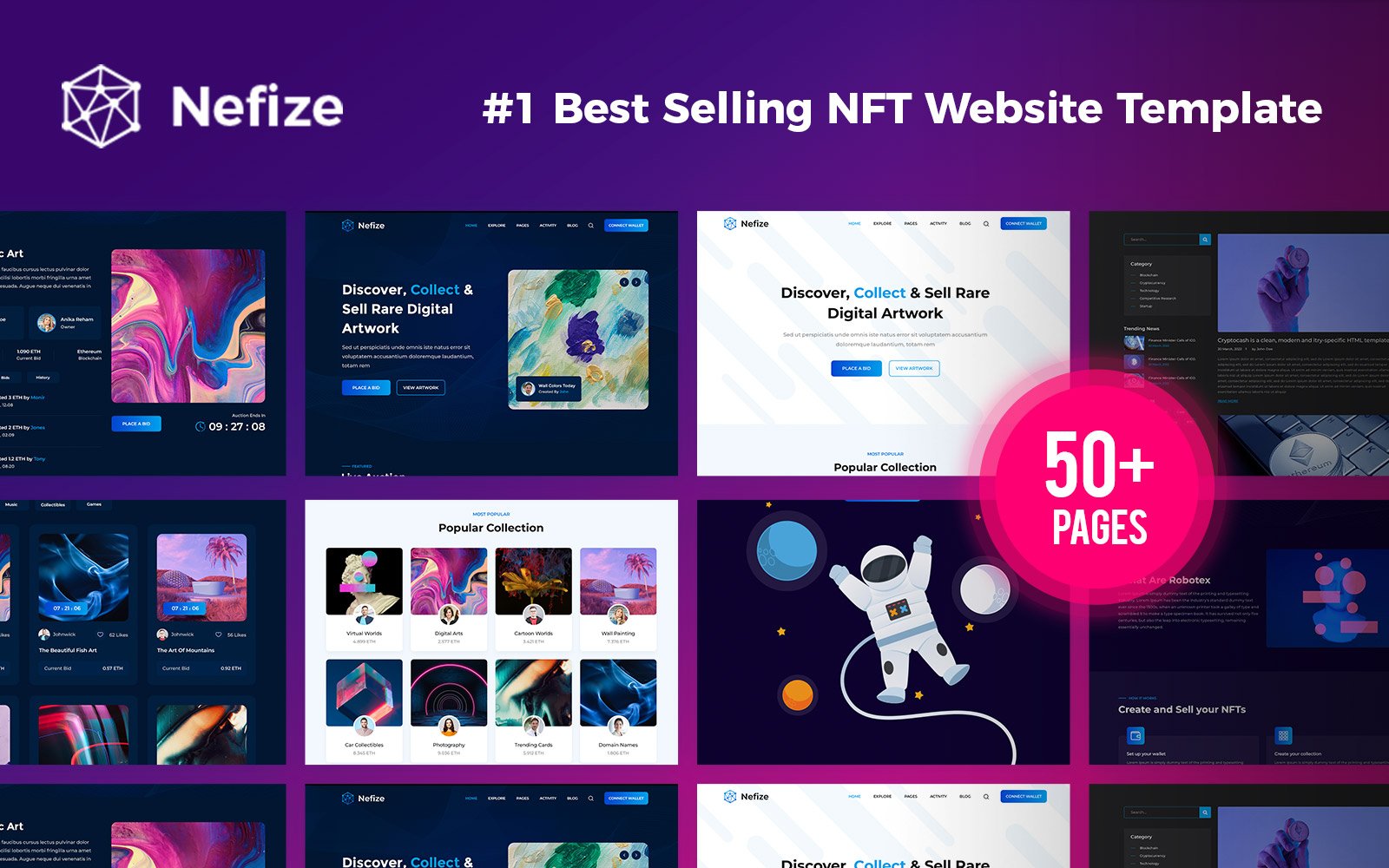 Nefize - NFT Marketplace And Crypto Currency Market HTML Template