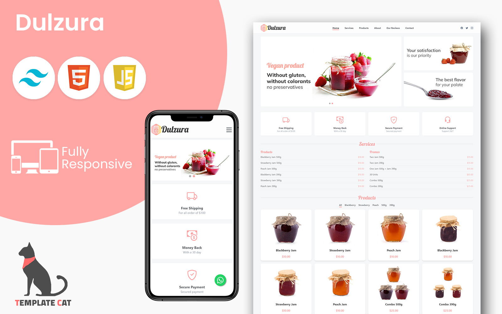 Dulzura - Jam Store | Landing Page Template | React - Tailwind CSS