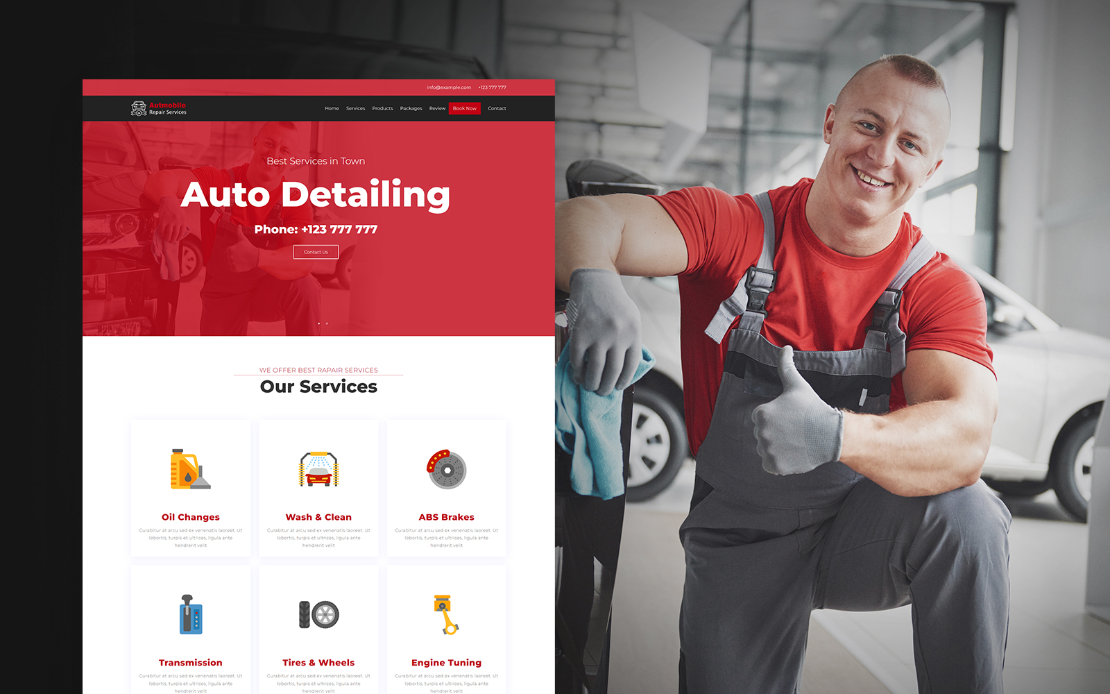 Automobile - Auto Detailing & Car Services Multipurpose Responsive Landing Page Template