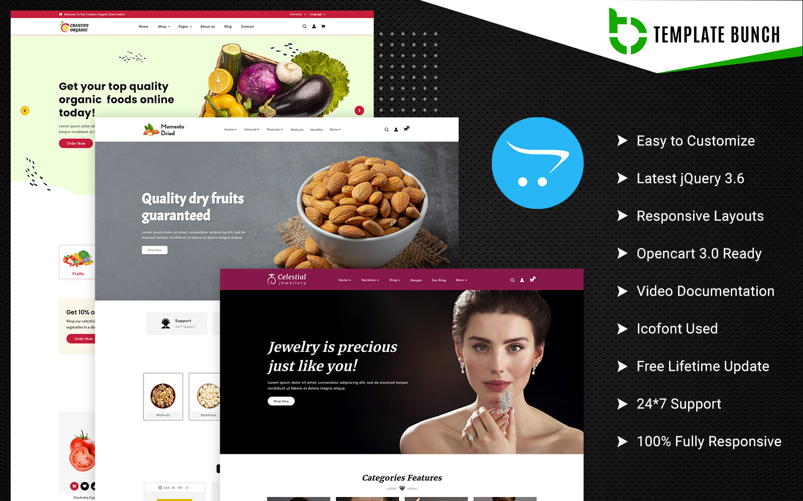Organic Dry and Jewels - Responsive OpenCart Theme for eCommerce