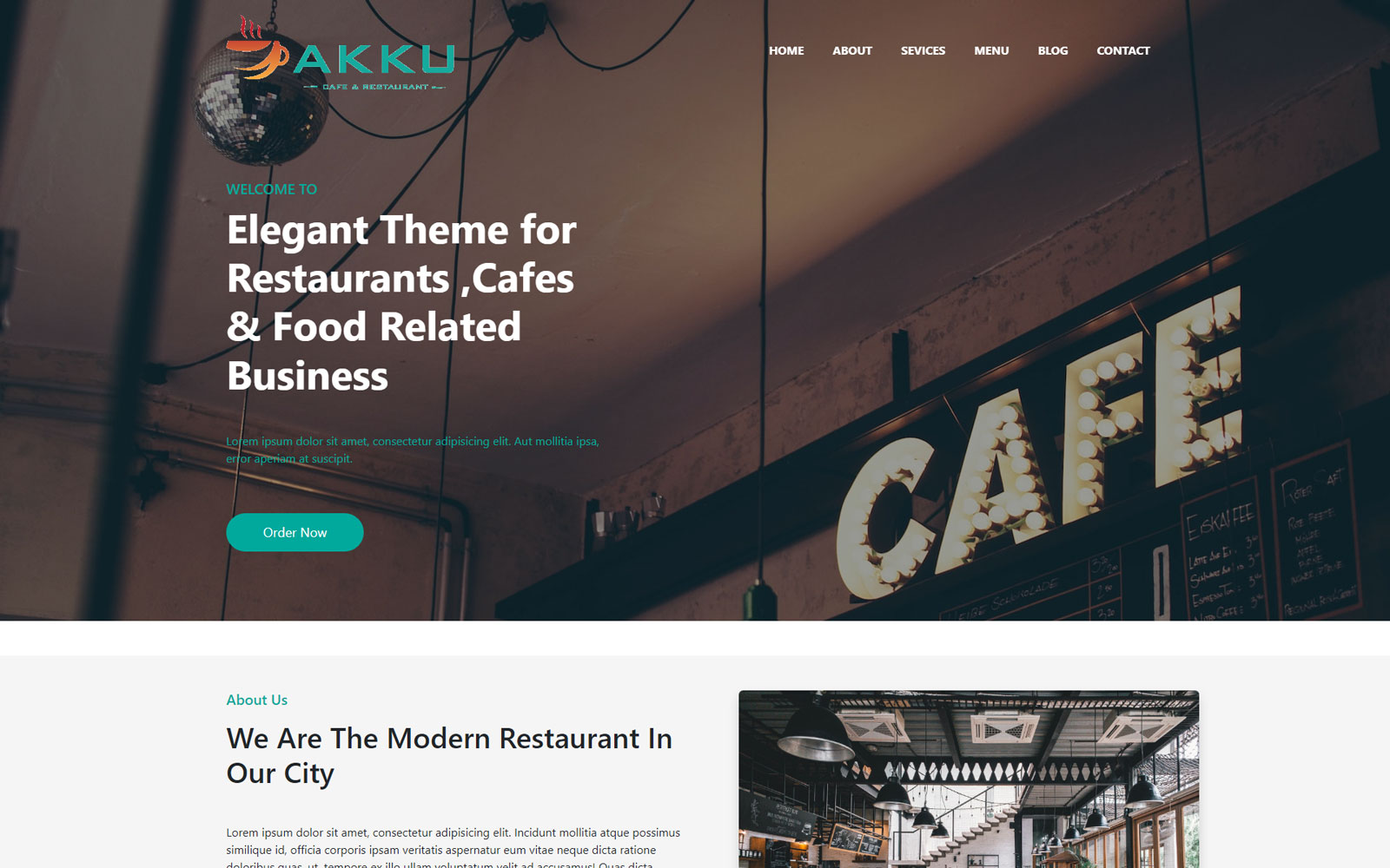 AKKU - Cafe and Resturent Landing Page Template
