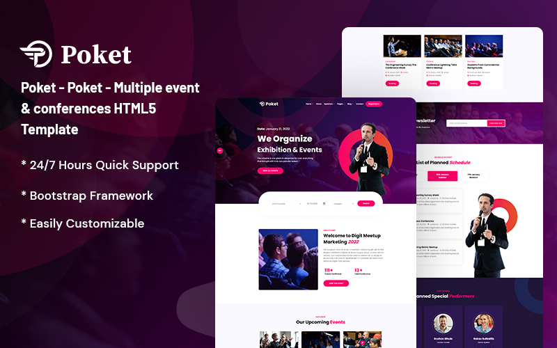 Poket – Multiple Event & Conference Responsive Website Template