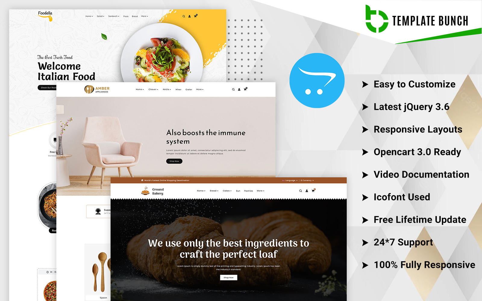 Amber - Home and Bakery with Food - Responsive Opencart 3.0 Ecommerce theme