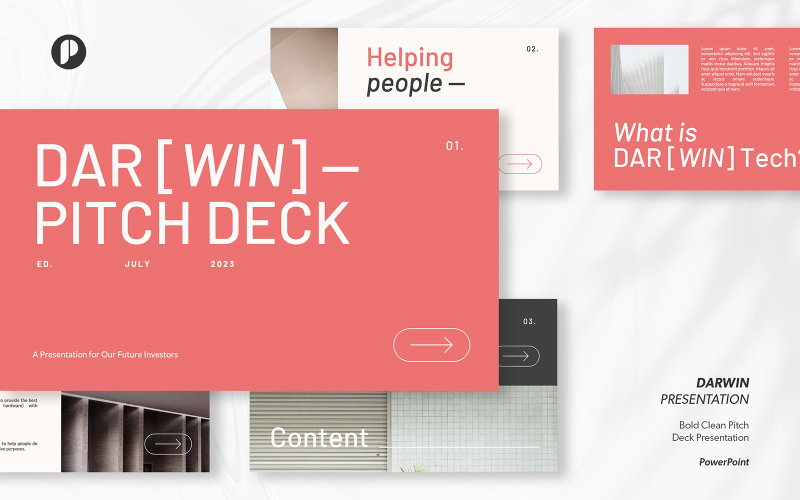Darwin – White Pink Bold Clean Pitch Deck Presentation Template