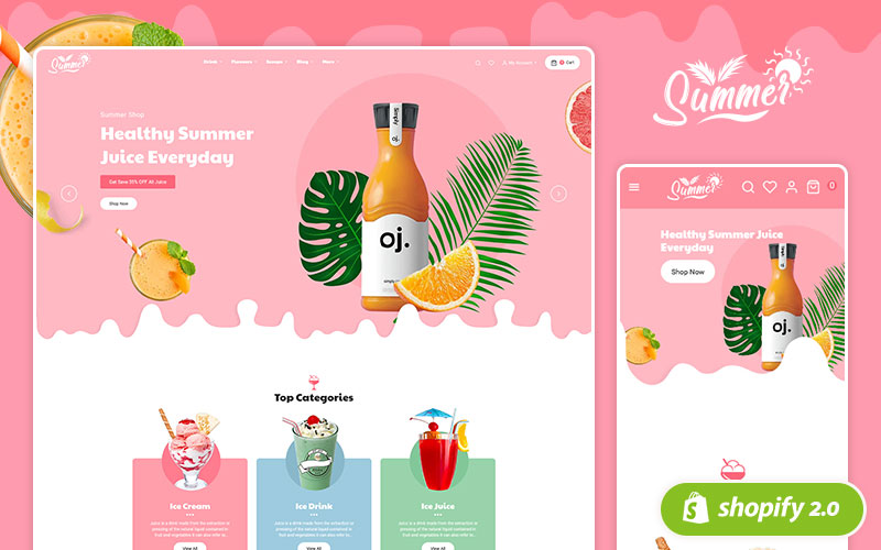 Summer Juices & Shakes - Clean Shopify Responsive Theme