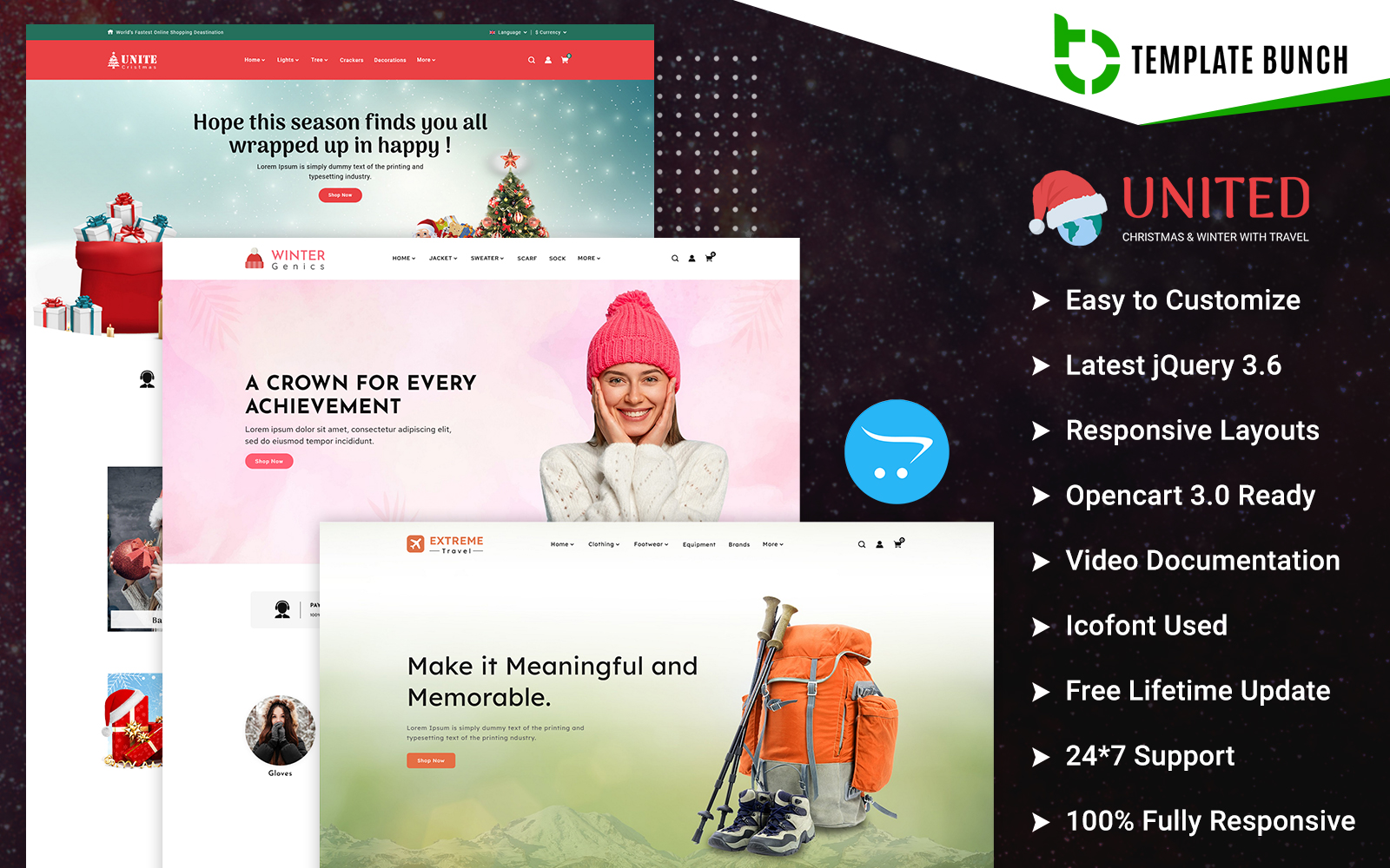 United - Christmas and Winter with Travel - Responsive OpenCart Theme for eCommerce