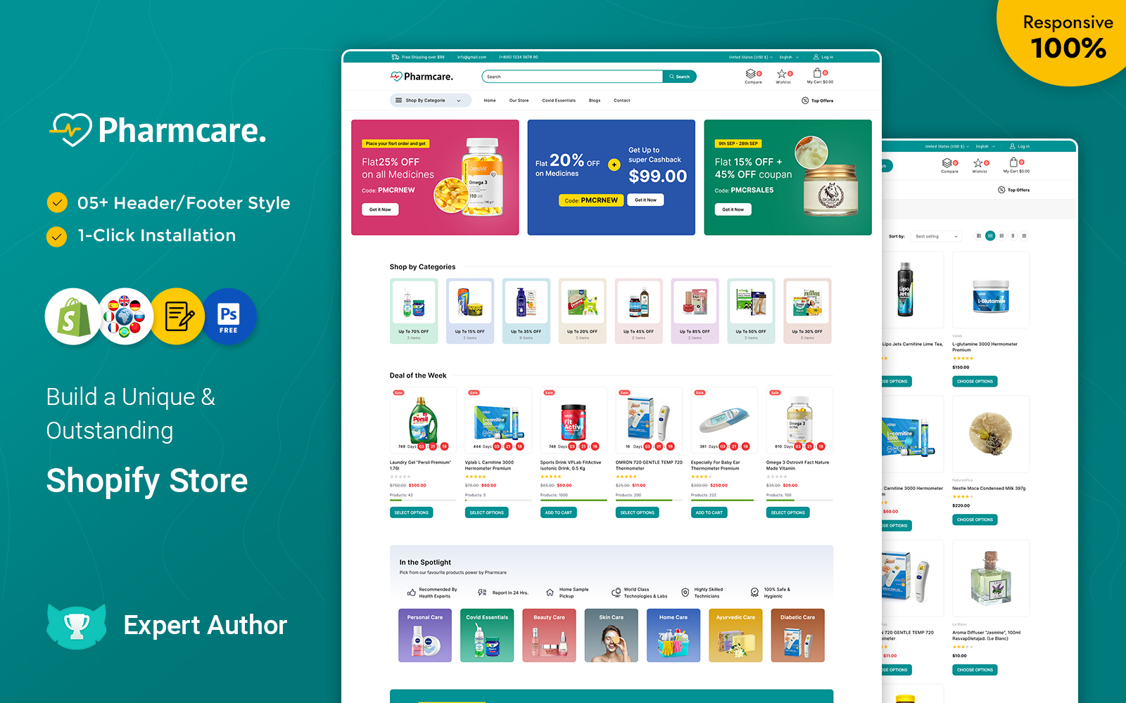 Pharmcare - Health and Medicine Store Shopify Responsive Theme