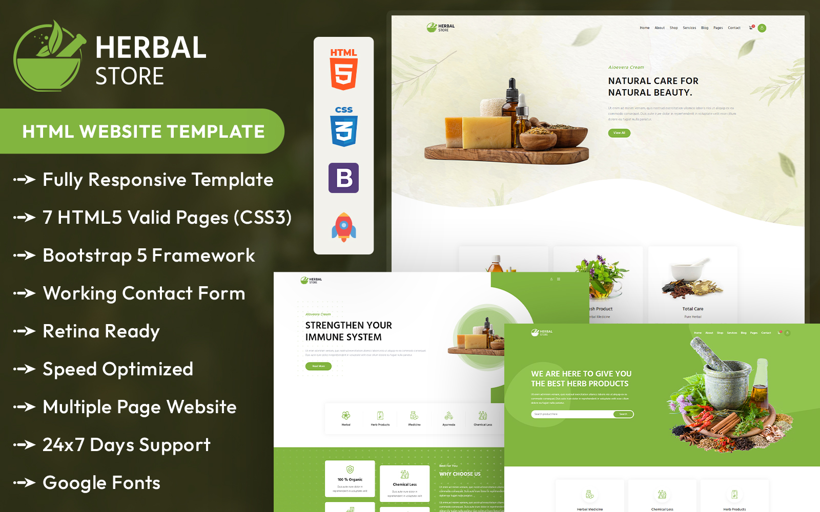 Herbal Store Responsive HTML Template