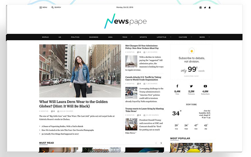 Newspaper - Optimized Drupal 9 Magazine theme