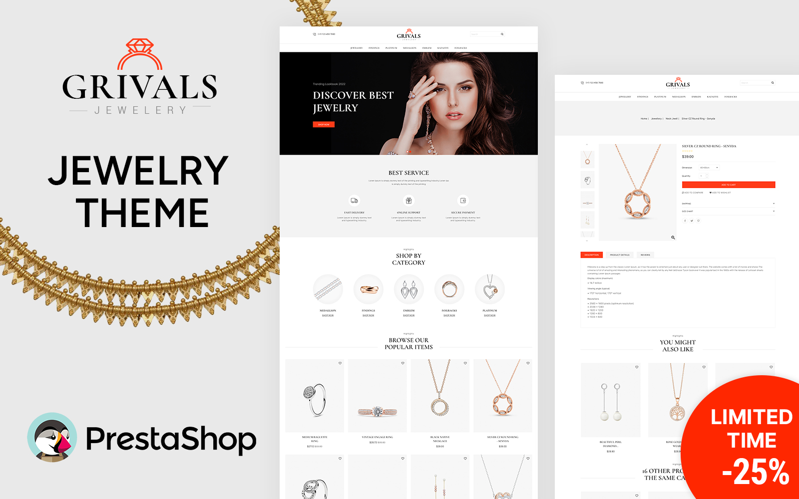 Grivals - Jewelry and Diamond Store PrestaShop Theme