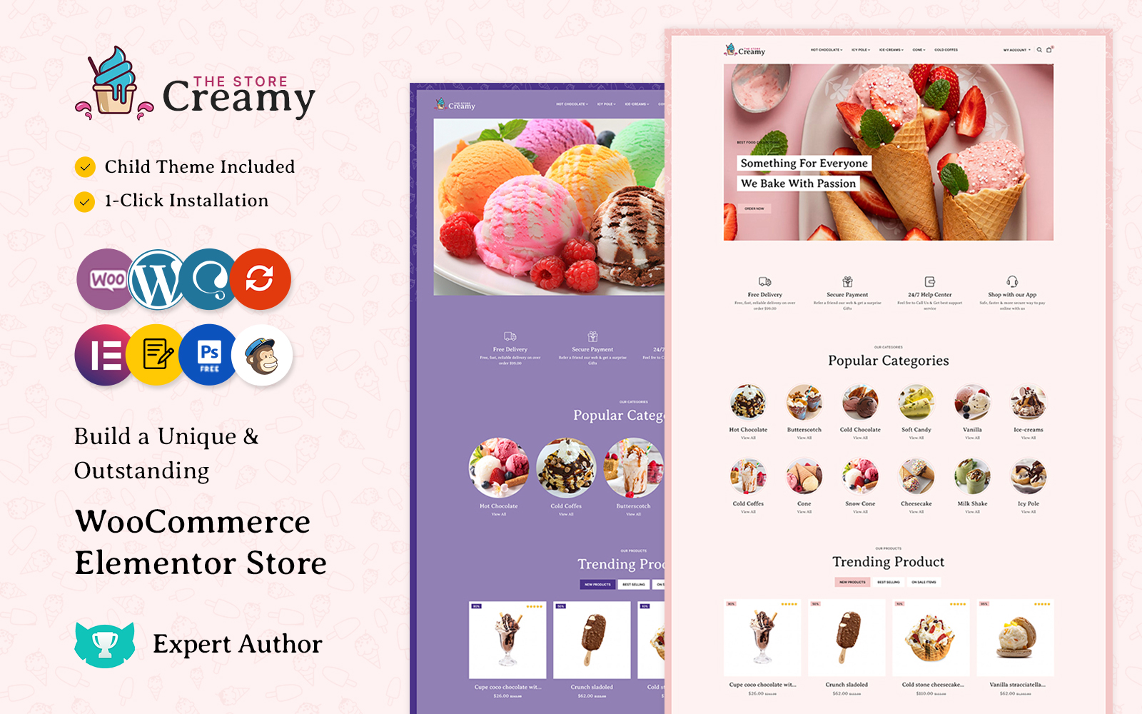 Creamy - Ice Cream, Drink, Cake Store Multipurpose WooCommerce Elementor Store