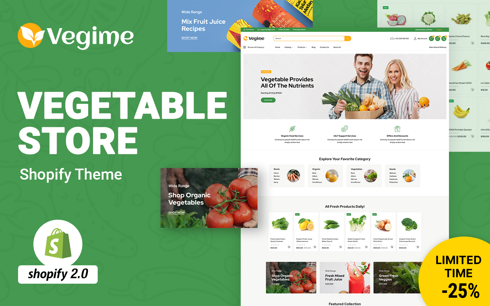 Vegime Vegetable & Grocery Shopify Theme