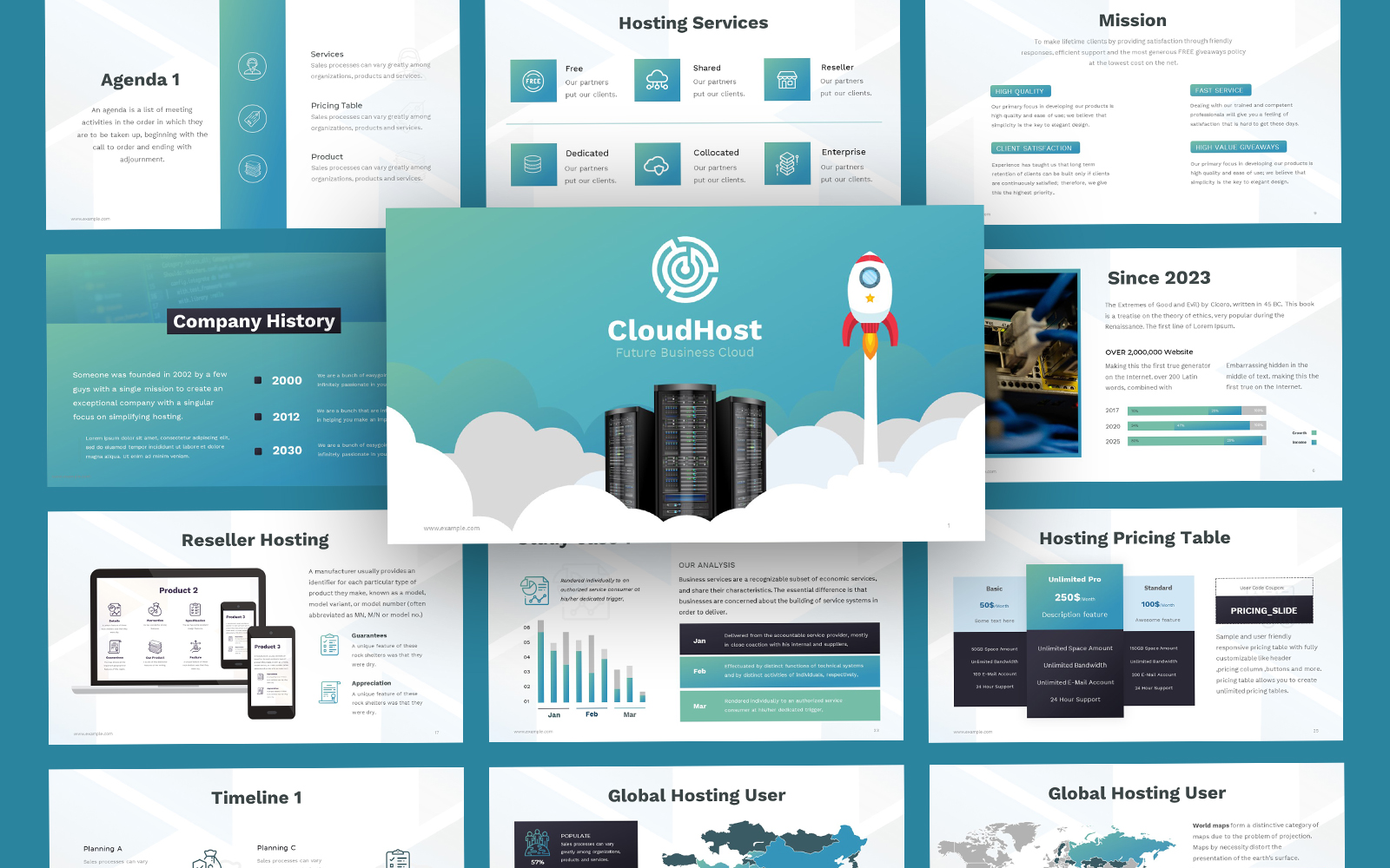 Cloud Hosting Company PowerPoint Template