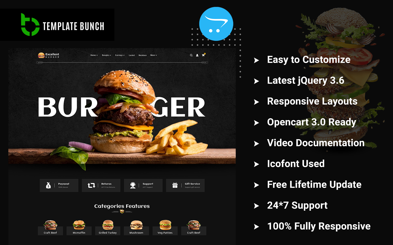 Excellent Burger - Responsive OpenCart Theme for eCommerce