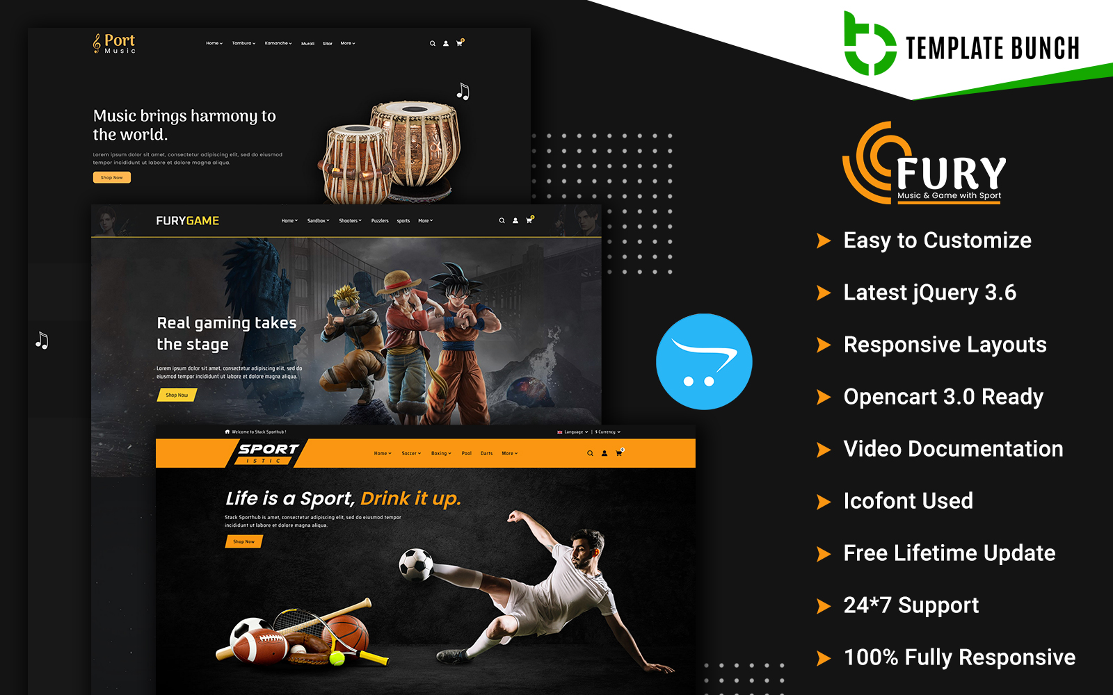 Fury - Music and Game with Sport - Responsive OpenCart Theme for eCommerce