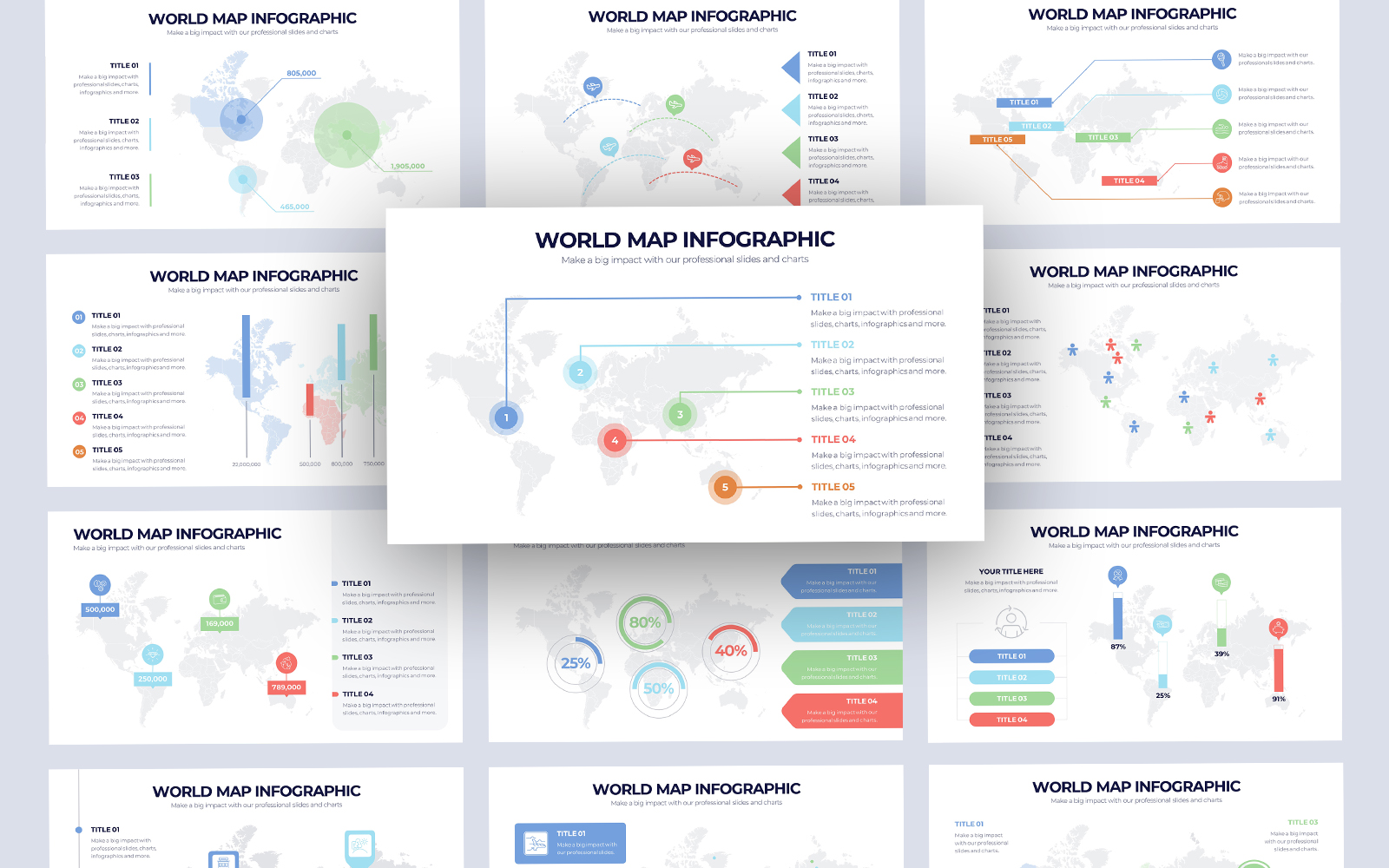 World Map Vector Infographic PowerPoint Template