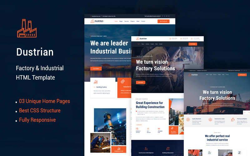 Dustrian - Industrial & Factory HTML Template.
