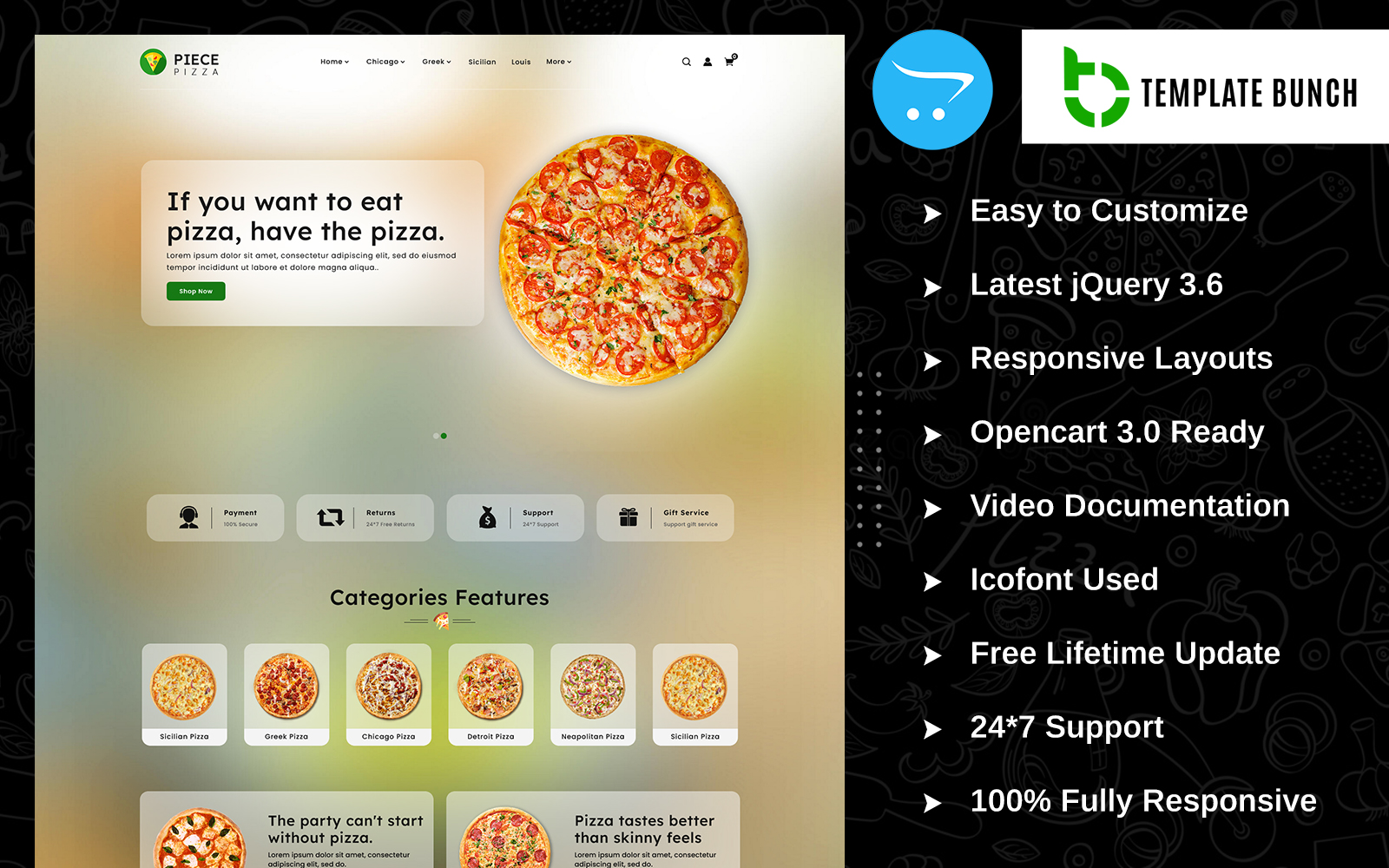 Piece Pizza - Responsive OpenCart Theme for eCommerce