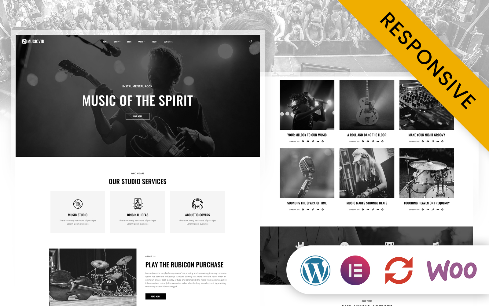 Musicvid - Music, Instruments and Artist Elementor WordPress Theme
