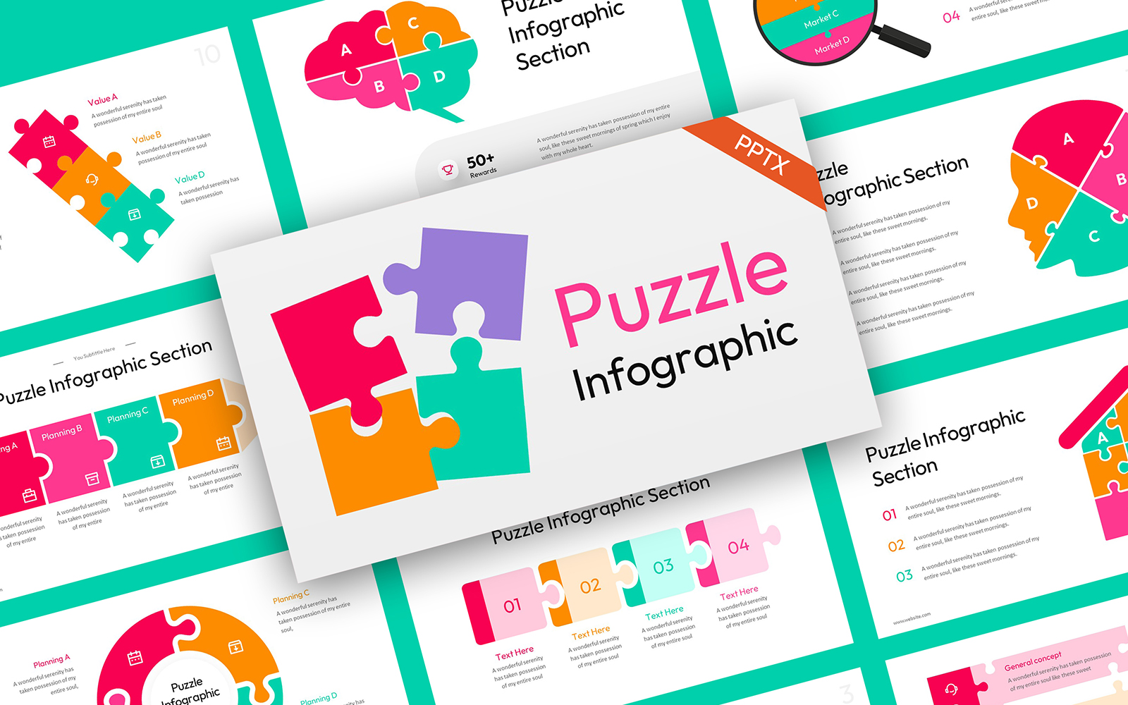 Puzzle Unique Infographic PowerPoint Template