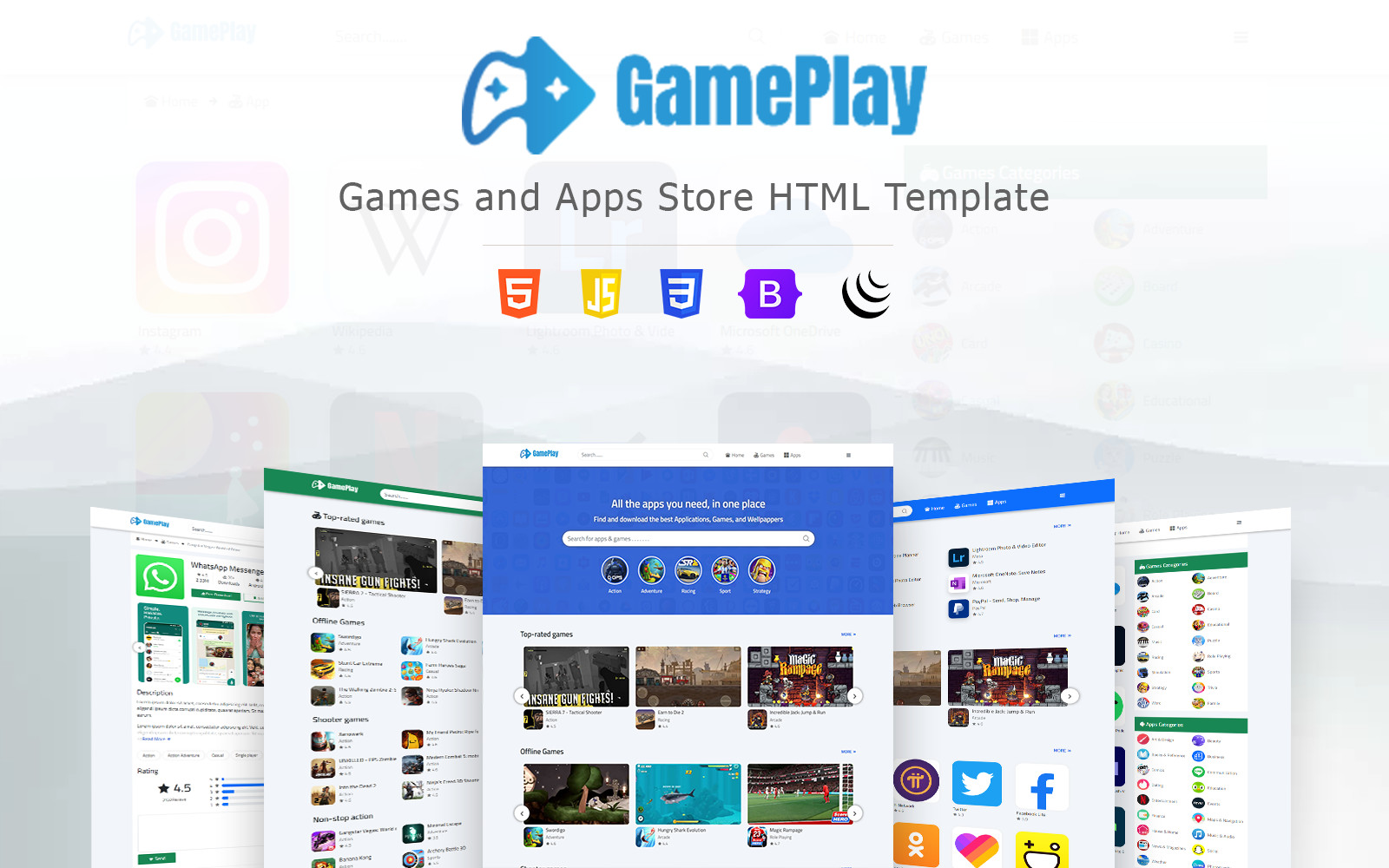 GamePlay – Games & App Store Html Template for $34