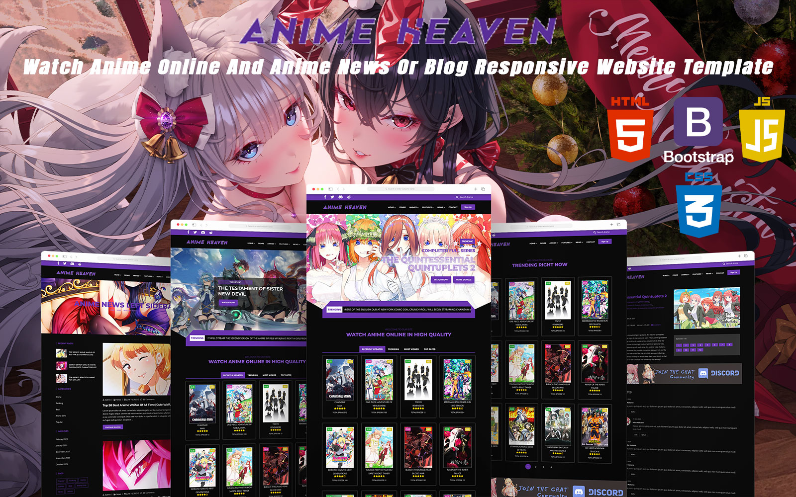 Anity  Anime HTML5 Website Template  Website template Feminine wordpress  theme Templates