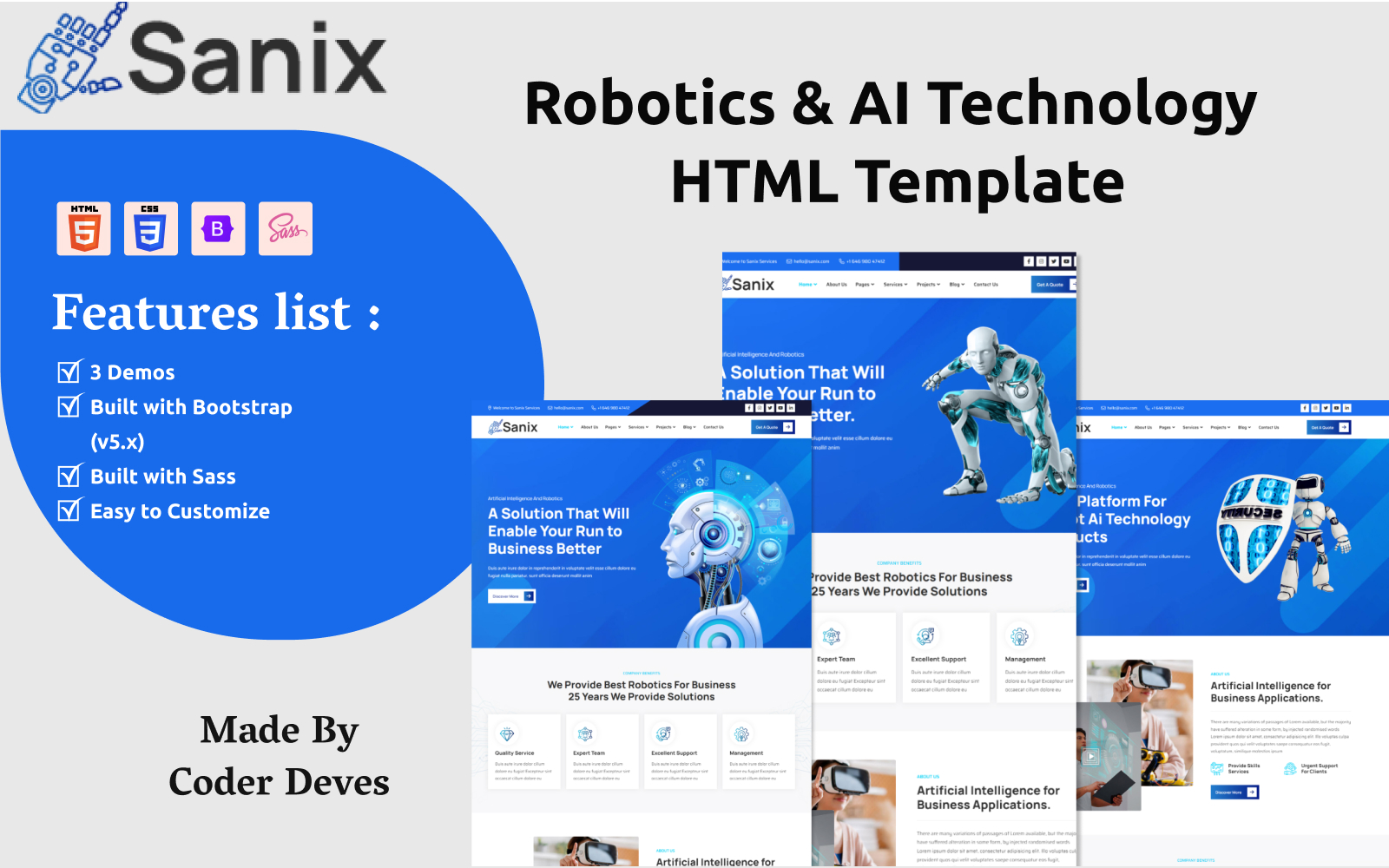 Sanix - Robotics & AI Technology HTML Template
