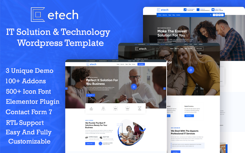 Etech - IT Solution And Technology WordPress Theme