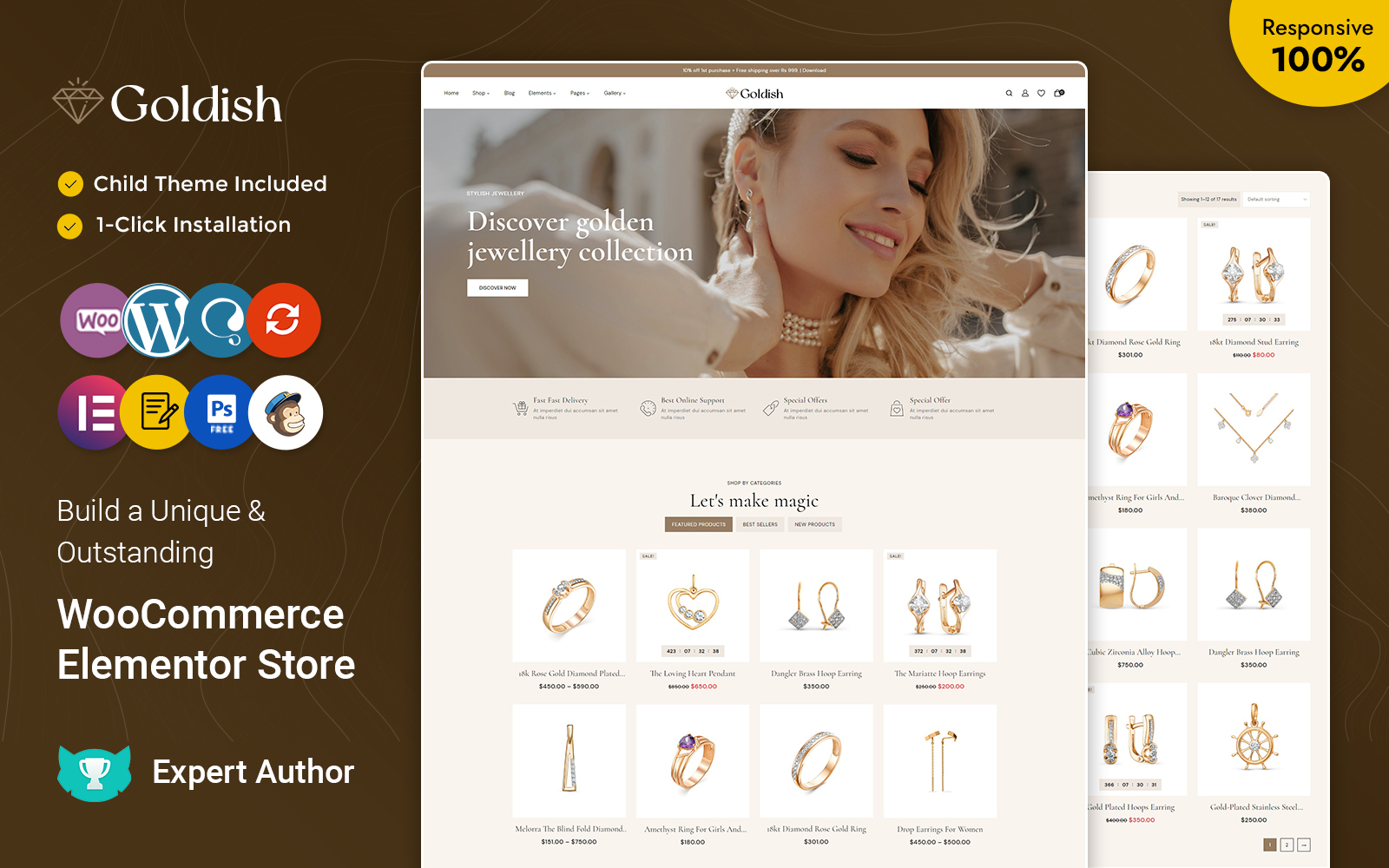Goldish - Modern Jewelry and Imitation Store WooCommerce Elementor Responsive Theme