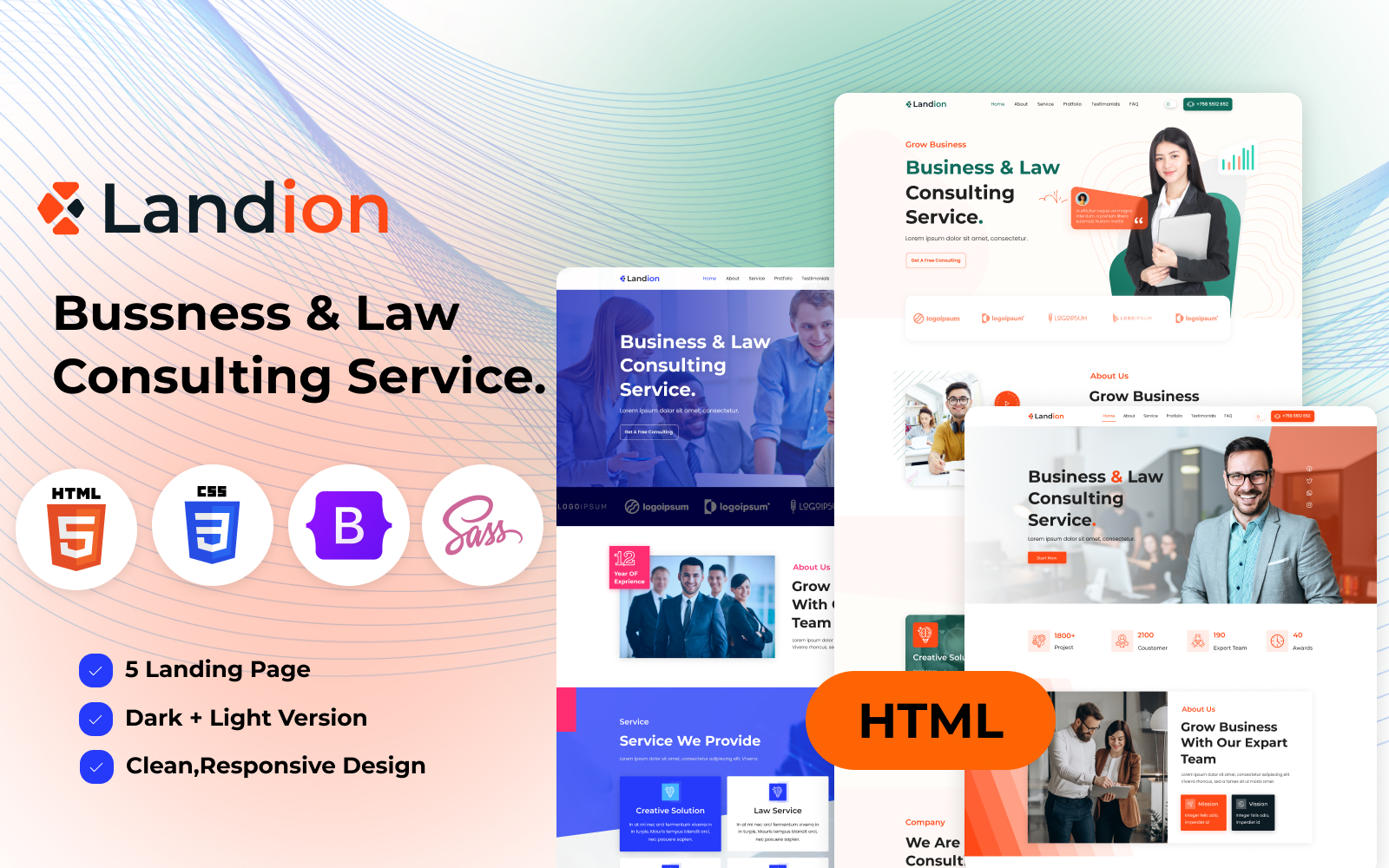 Landion - Bussness & Law Consulting Service HTML  landing Template