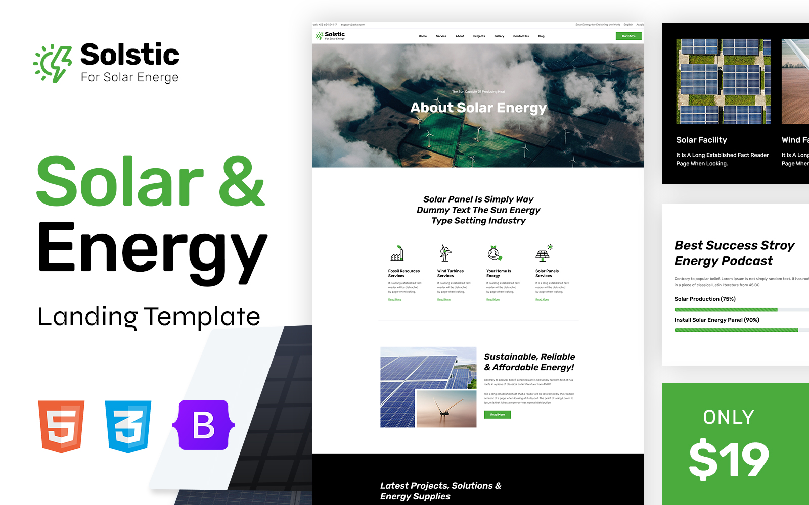 Solstic - Solar Energy Modern Bootstrap HTML Landing Page Template