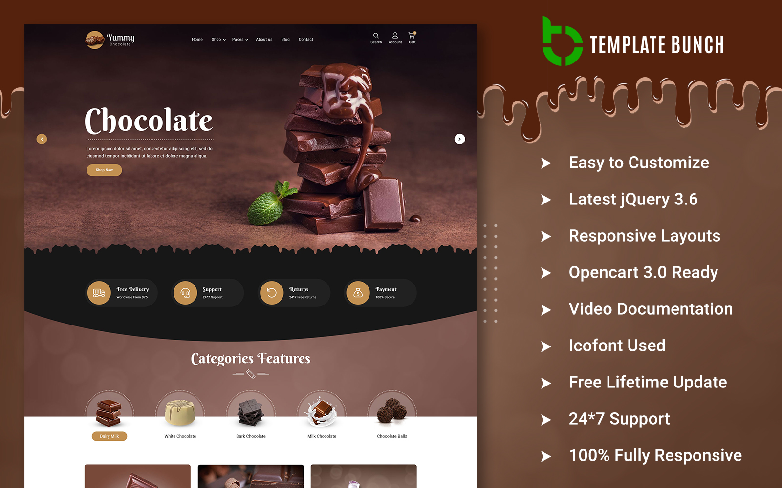 Yummy Chocolate - Responsive OpenCart Theme for eCommerce