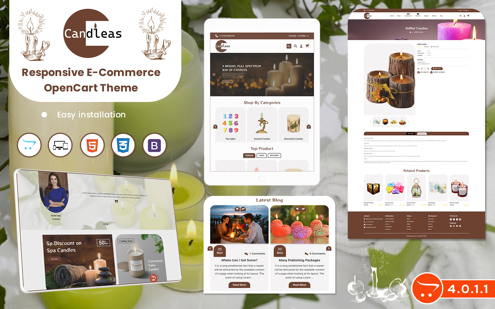 Candleas - Opencart 4.0.1.1 Template for Candle and Decoration Items Selling Stores