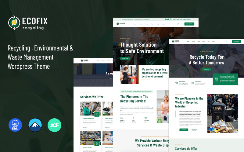 Ecofix - Recycling Services & Waste Management Wordpress Theme