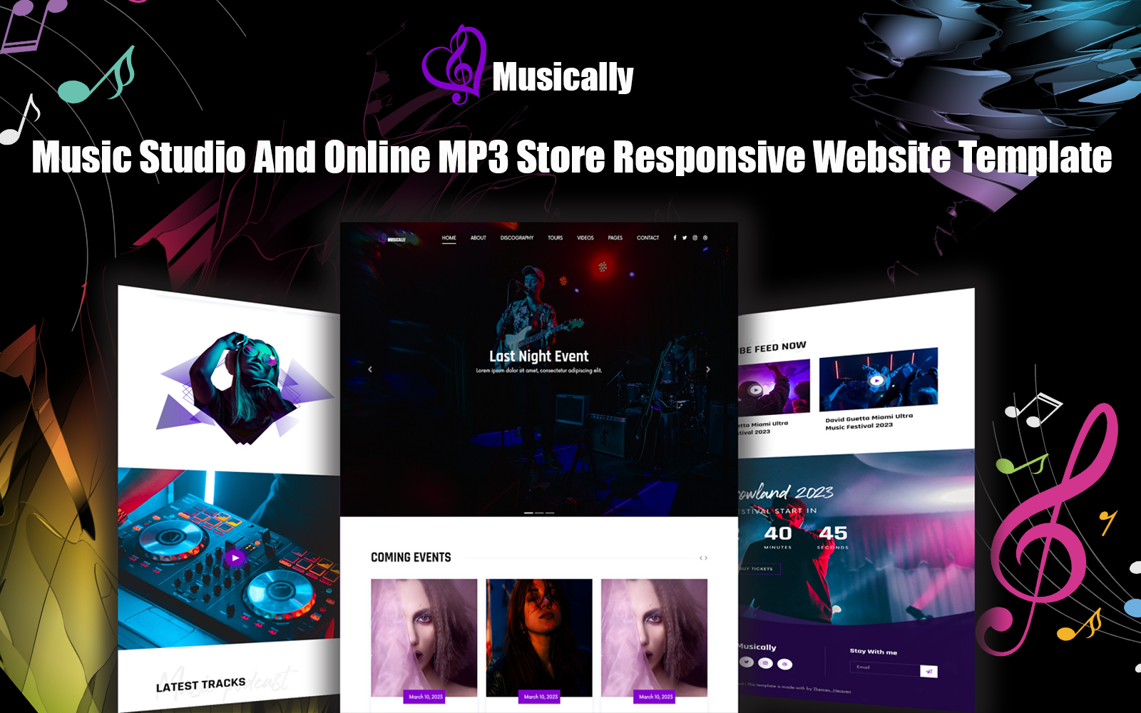 Musically - Music Studio And Online MP3 Store Responsive Website Template.
