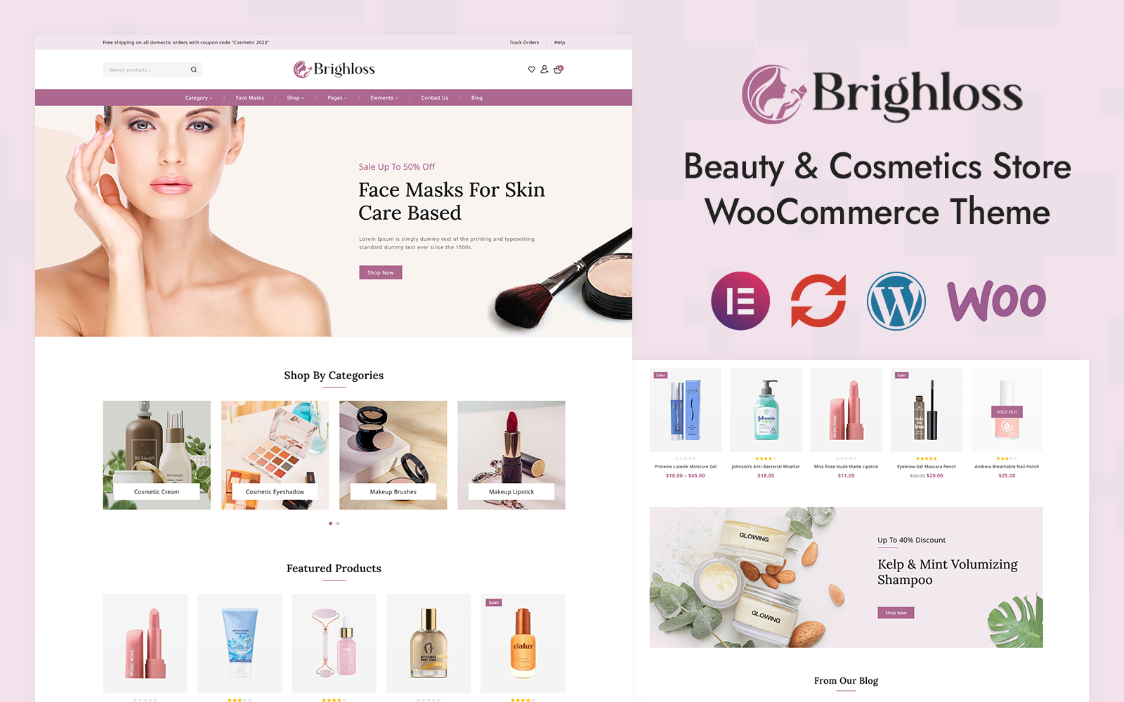 Brighloss - Beauty & Cosmetic Store Elementor WooCommerce Responsive Theme