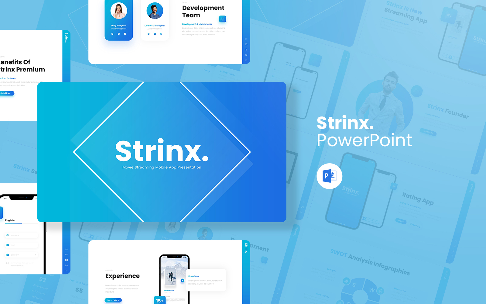 Strinx - Movie Streaming Mobile Apps PowerPoint Template