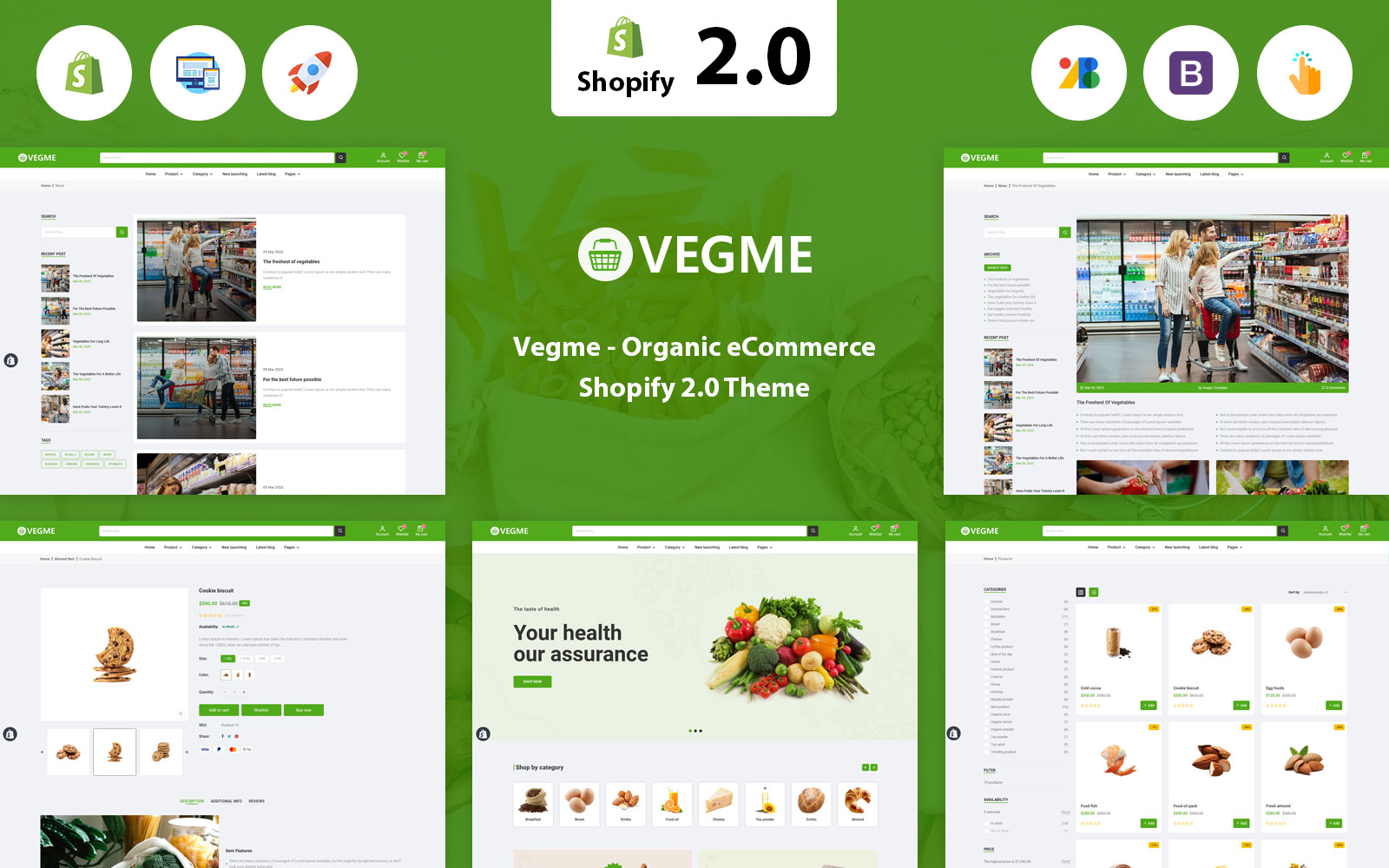 Vegme Organic & Grocery shopify 2.0 Theme