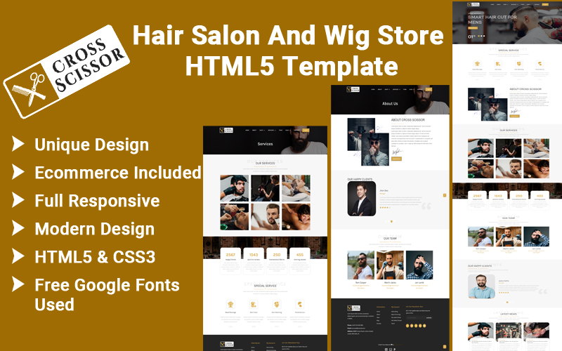 Cross Scissor - Hair Salon And Wig Store HTML5 Template