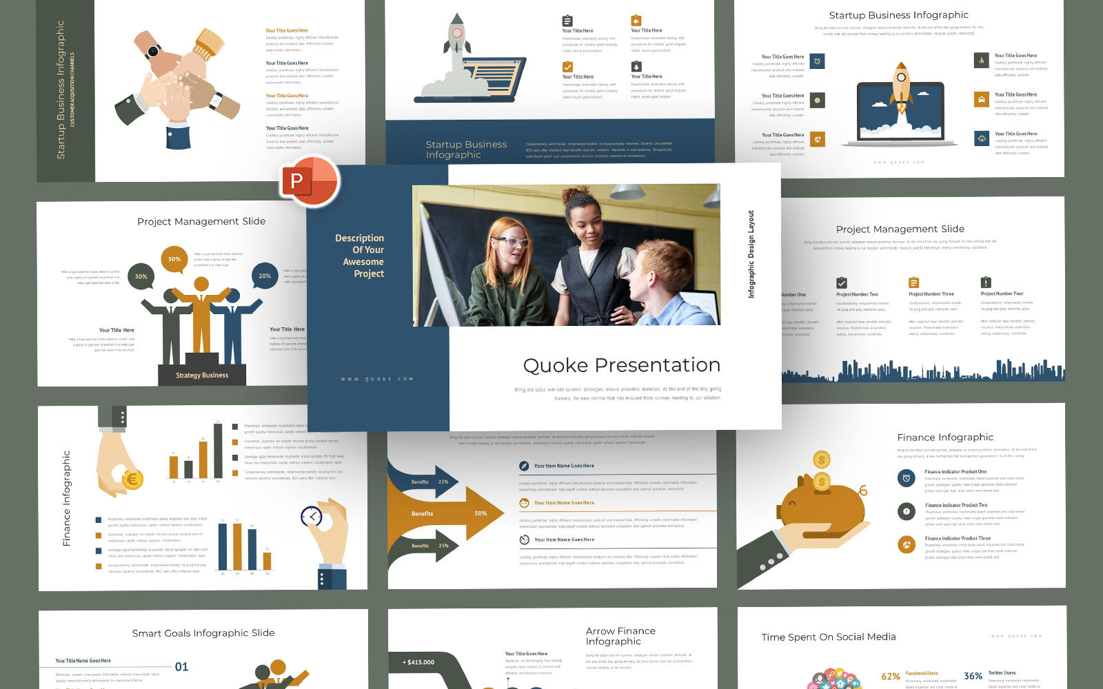 Quoke Business Infographic PowerPoint Template