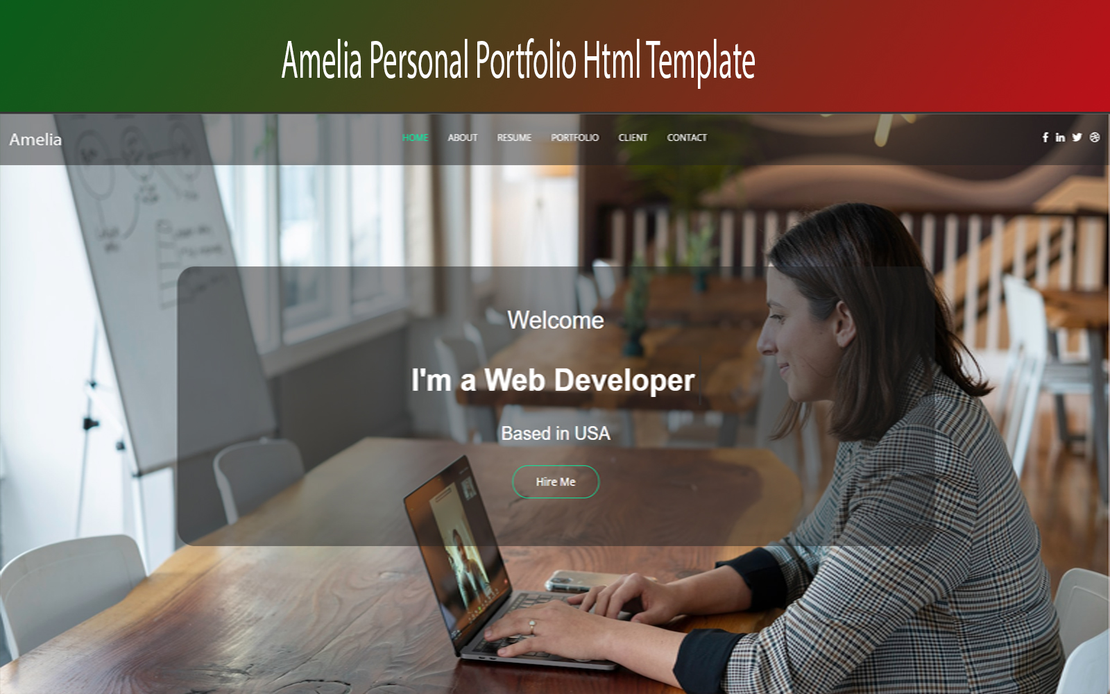 Amelia Personal Portfolio One Page HTML5 Template