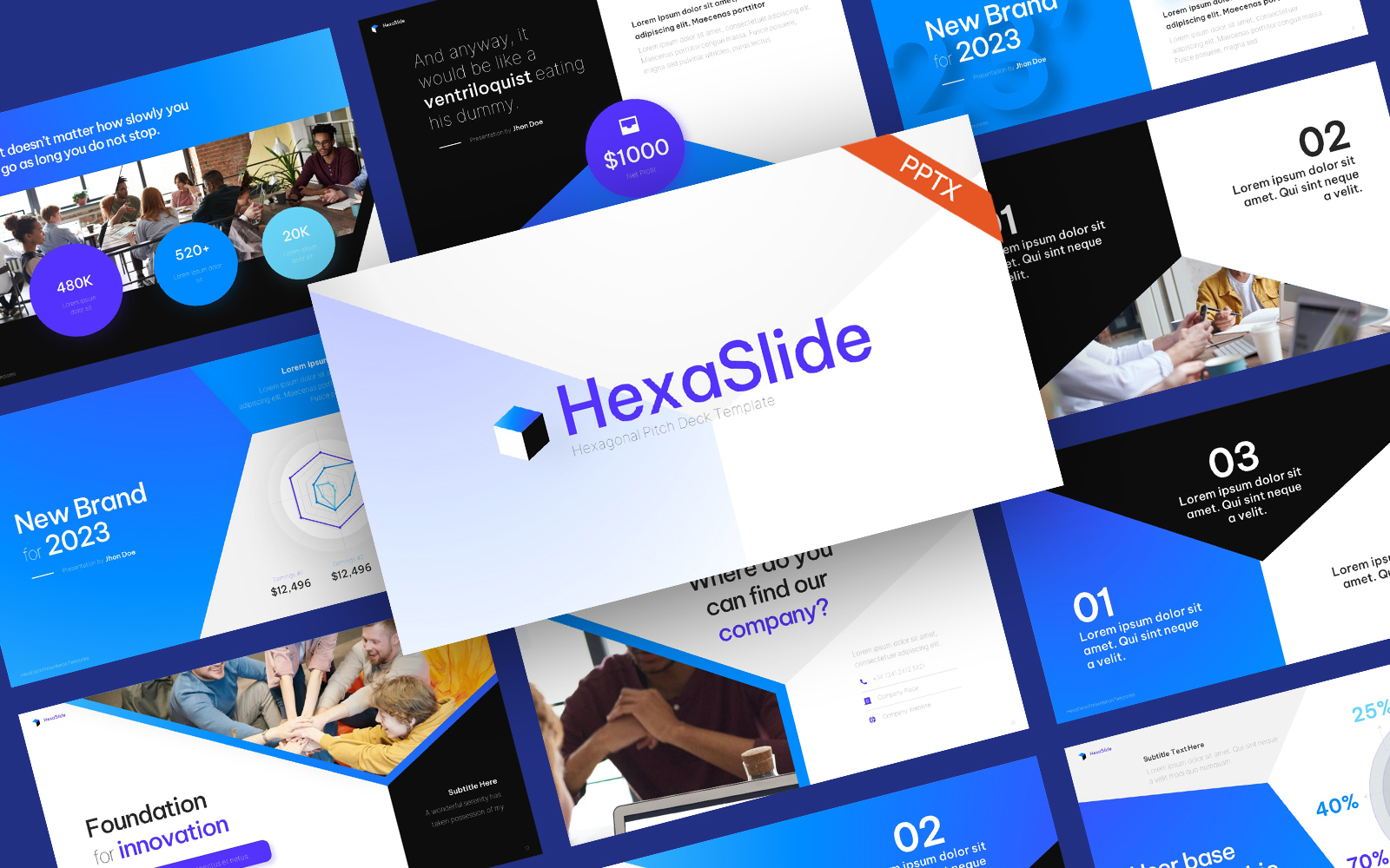 HexaSlide Business Pitchdeck PowerPoint Template
