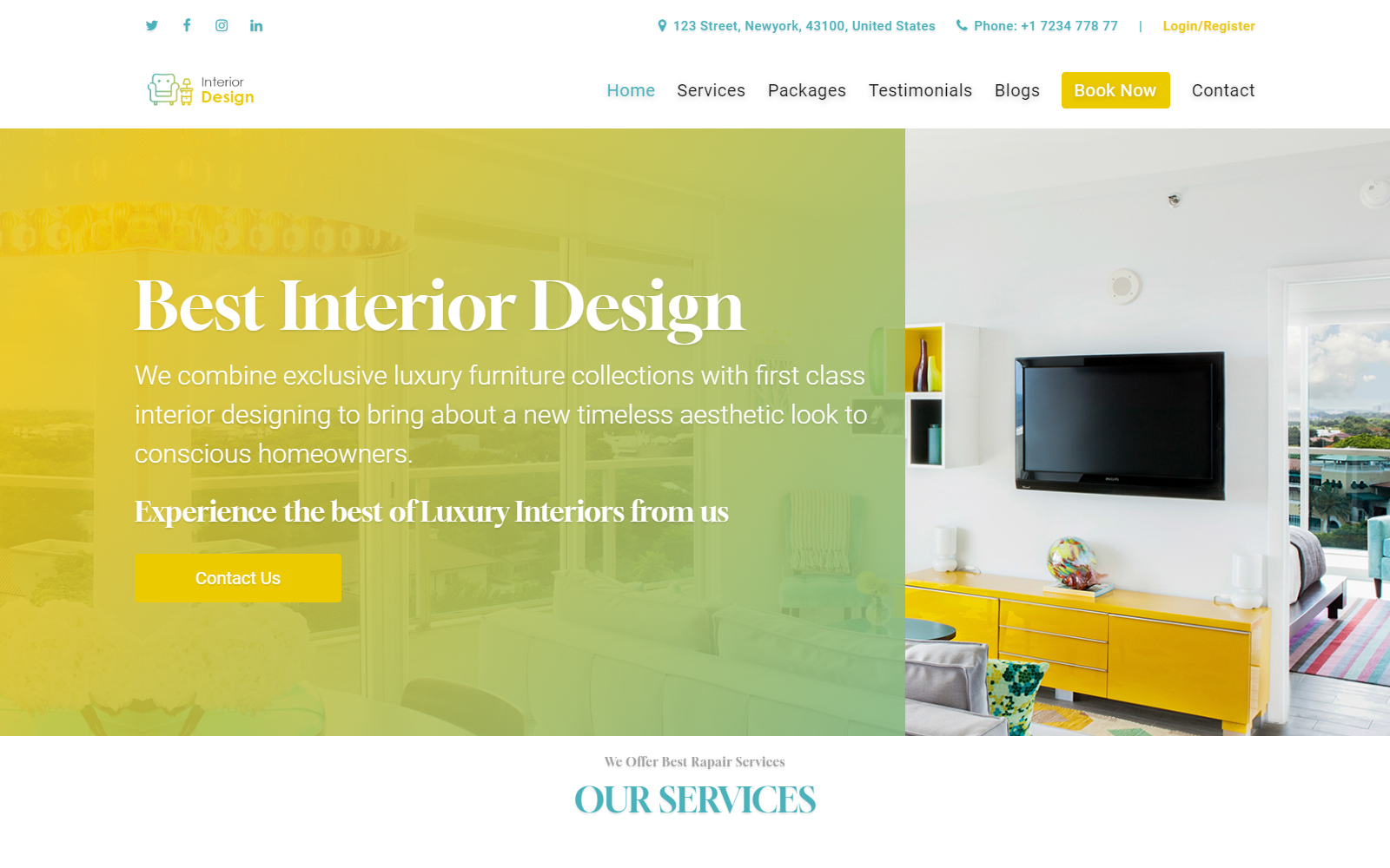 Intdesign - Interior & Furniture Design Studio Landing Page Template