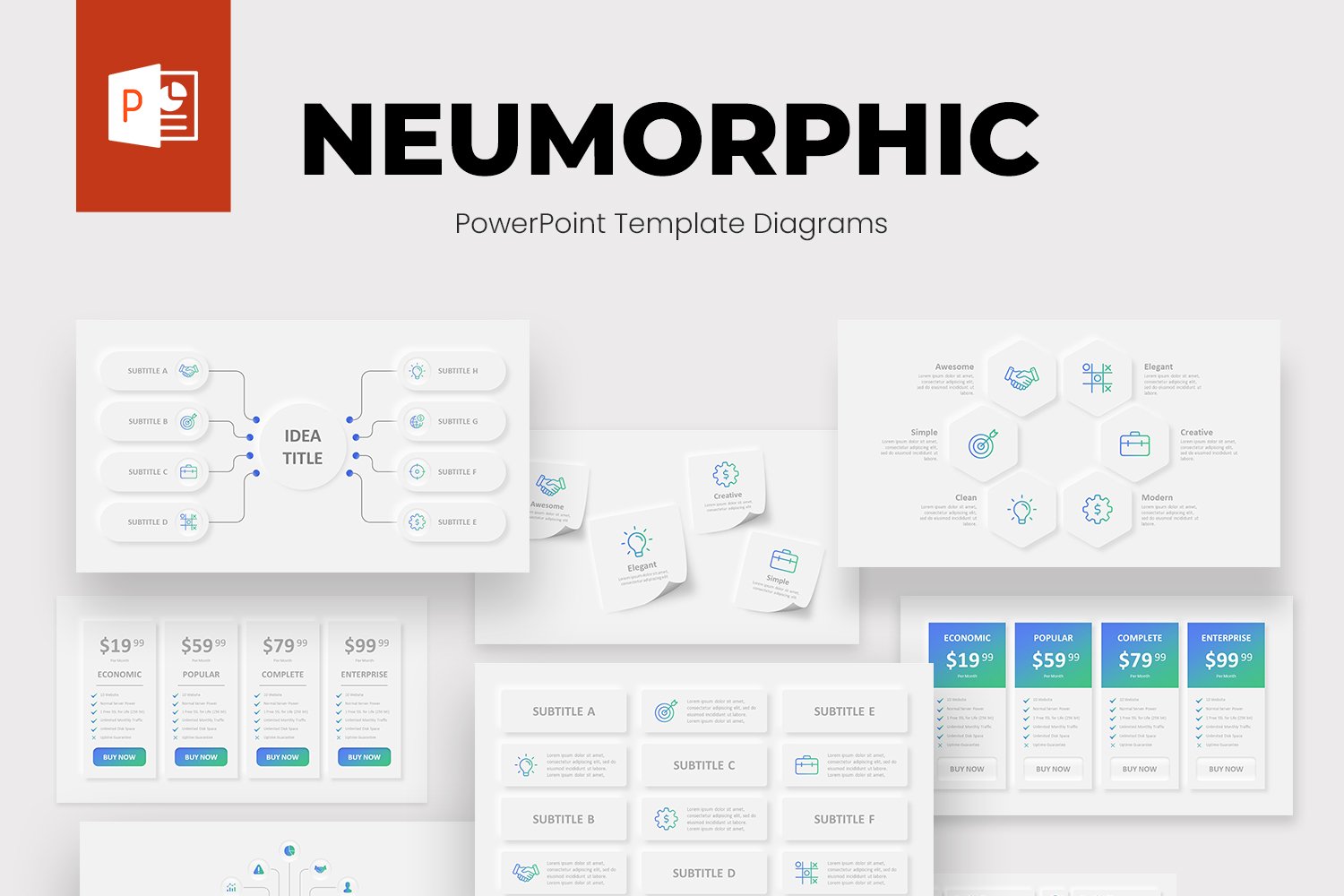 Neumorphic Animated PowerPoint Template Designs