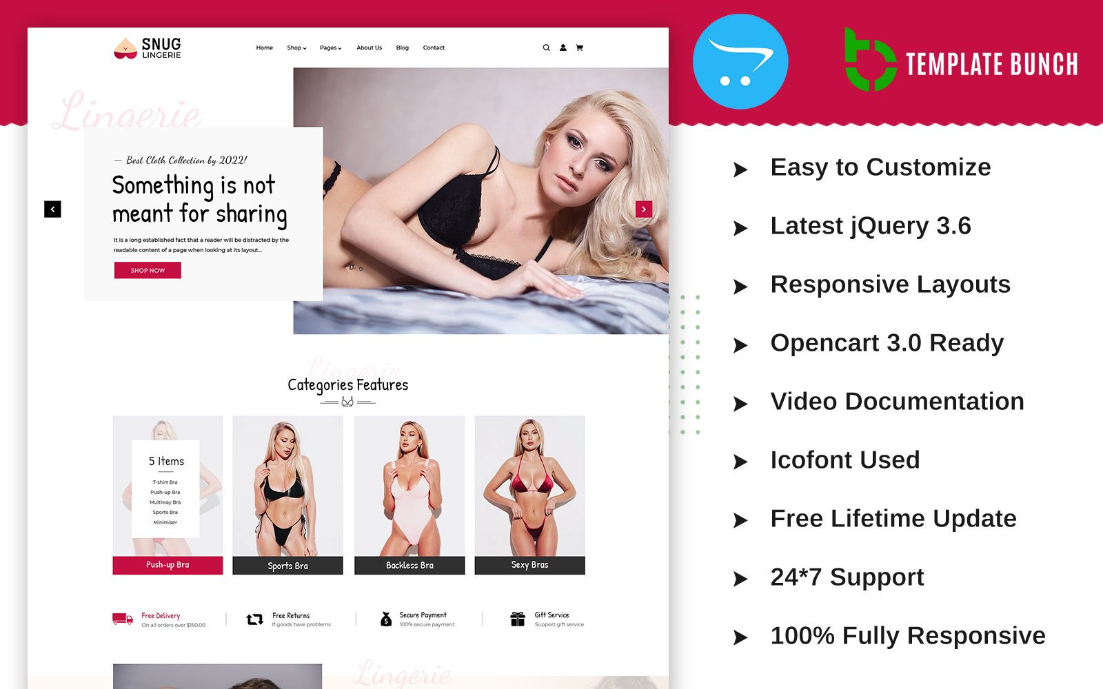 Snug Lingerie - Responsive OpenCart Theme for eCommerce